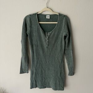 Victoria’s Secret PINK Henley Waffle Lounge Pajama dress dark green Size Medium